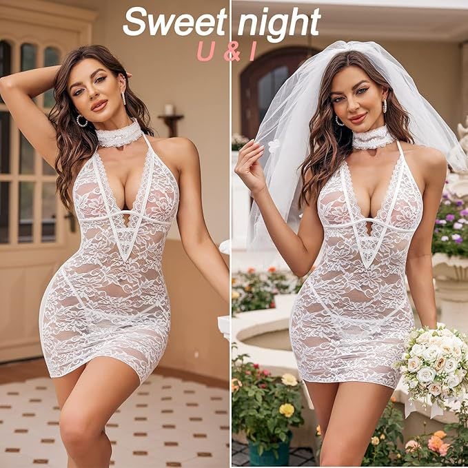 ل lingerie نسائي من الدانتيل والشبك مع حمالات عميقة على شكل V وظهر مكشوف - Image 2